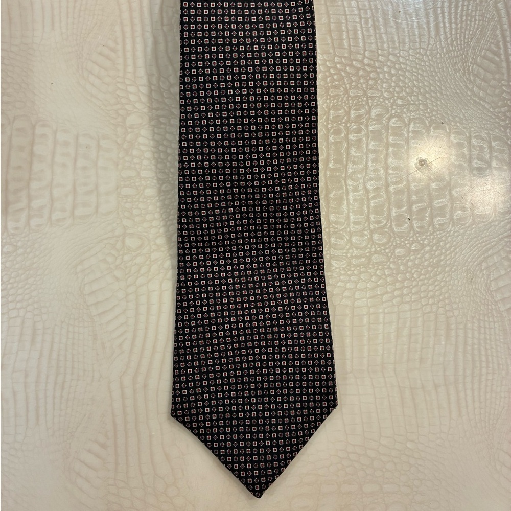 Dior Black and Gray Silk Tie with Micro-Pattern